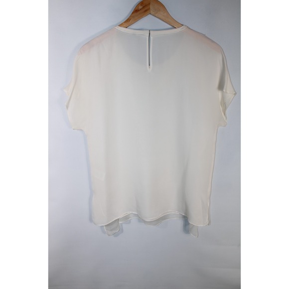 Kobi Halperin Women's Small Ivory Short Sleeve Silk Blouse - Picture 10 of 12